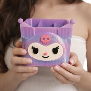 3D Printed Kuromi Desk Organizer,  Pen Holder, Cosmetic Brush Organizer